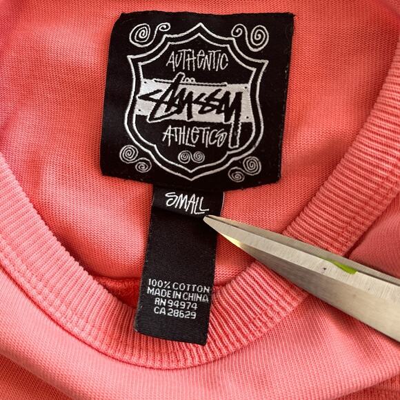 Stussy Athletics Vintage Crown Logo Boxy Oversized Sweatshirt Coral White Small - Picture 8 of 16